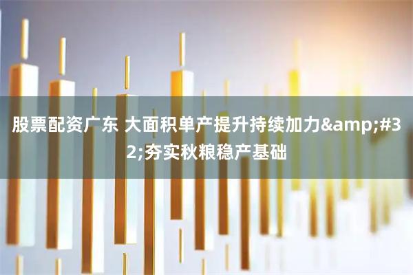 股票配资广东 大面积单产提升持续加力 夯实秋粮稳产基础
